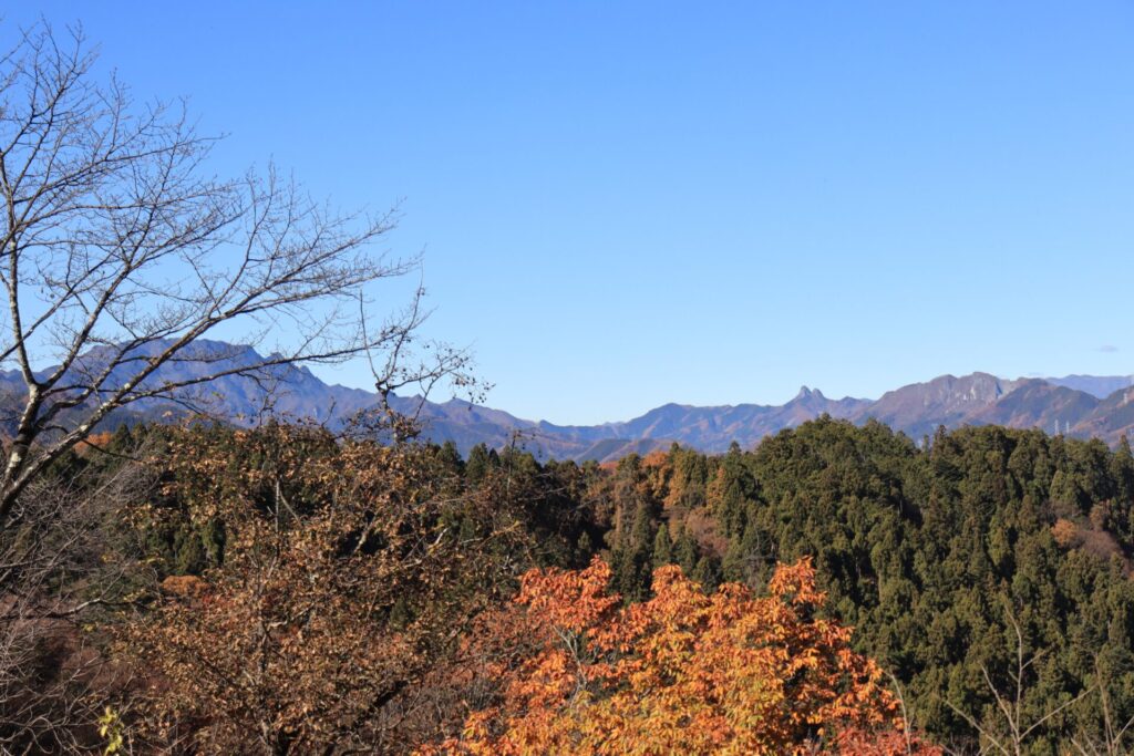 釜ノ沢からの両神山と二子山