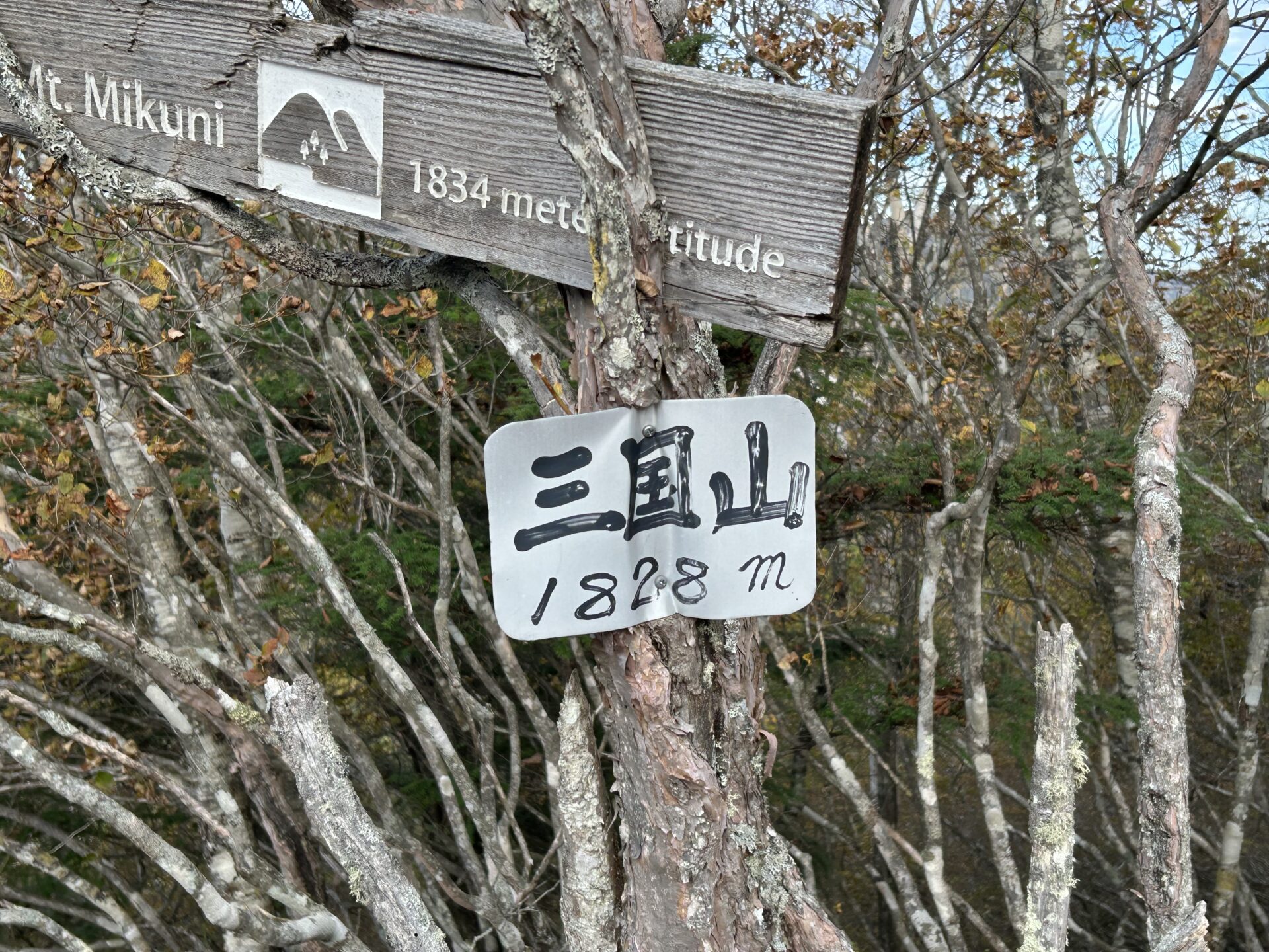 三国山手作り山頂標識